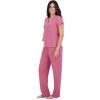 imageAerosoles Womens Ribbed Henley Cozy Pjs 2 Piece Cozy Comfy Lounge Soft Cotton Sleepwear Buttonup Pajama Set Heather Rose Large