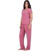 imageAerosoles Womens Ribbed Henley Cozy Pjs 2 Piece Cozy Comfy Lounge Soft Cotton Sleepwear Buttonup Pajama Set Heather Rose Large