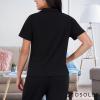 imageAerosoles Womens Ribbed Notch Collar Cozy Pjs 2 Piece Cozy Comfy Soft Lounge Sleepwear Buttonup Cotton Pajama Set Black Small Pajama Set Black Small