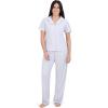 imageAerosoles Womens Ribbed Notch Collar Cozy Pjs 2 Piece Cozy Comfy Soft Lounge Cotton Sleepwear Buttonup Pajama Set Halogen Blue Large Pajama Set Halogen Blue Small