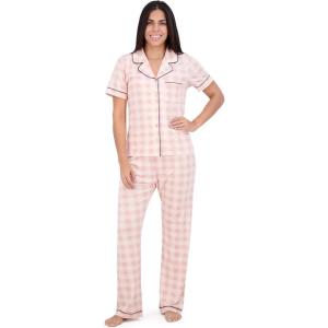 imageAerosoles Womens Notch Collar Cozy Pjs 2 Piece Cozy Comfy Soft Lounge Cotton Sleepwear Buttonup Pajama Set Small Buffalo Plaid Large
