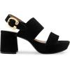 imageAEROSOLES Womens Camera Platform Heeled Sandal Black Suede 85 Wide