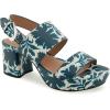 imageAerosoles Womens Camilia Heeled SandalNavyEggnog Printed Floral Faux Leather