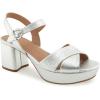 imageAerosoles Womens Cosmos Heeled SandalsSilver Metallic Textured Faux Leather