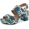 Navy/Eggnog Printed Floral Faux Leather
