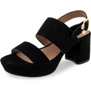 imageAEROSOLES Womens Camera Platform Heeled Sandal Black Suede 85 Wide