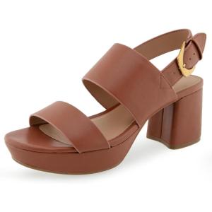 imageAerosoles Womens Camilia Heeled SandalCognac Faux Leather