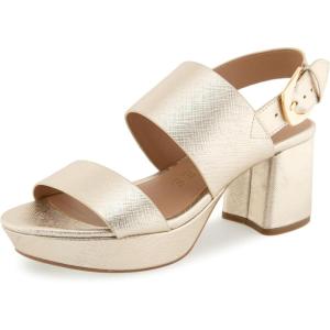 imageAerosoles Womens Camilia Heeled SandalGold Metallic Textured Faux Leather