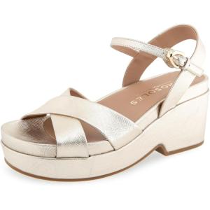 imageAerosoles Womens Chabella Espadrille Wedge SandalGold Metallic Textured Faux Leather