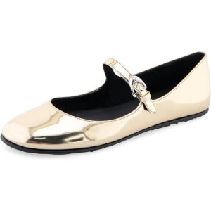 imageAerosoles Womens Perry Mary Jane FlatGold Faux Leather