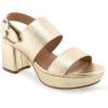 imageAerosoles Womens Camera Platform Heeled SandalSoft Gold Canvas