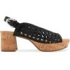imageAerosoles Womens Cornelia Heeled SandalBlack Embroidered Raffia With Cork Heel