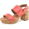 Coral Patent Faux Leather With Cork Heel