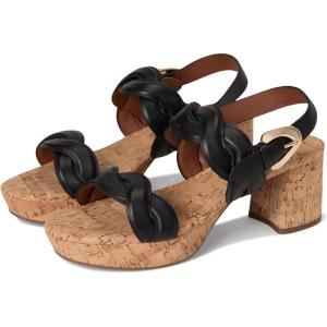 imageAerosoles Womens Camea Heeled SandalBlack Leather Withraffia Heel