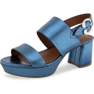 imageAerosoles Womens Camera Platform Heeled SandalBlue Metallic Leather