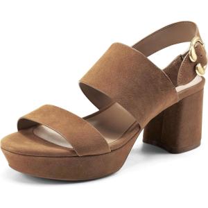 imageAerosoles Womens Camera Platform Heeled SandalCognac Suede