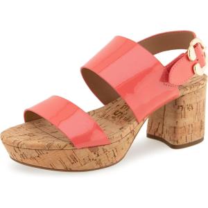 imageAerosoles Womens Camera Platform Heeled SandalCoral Patent Faux Leather With Cork Heel