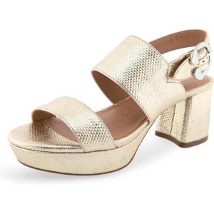 imageAerosoles Womens Camera Platform Heeled SandalSoft Gold Canvas
