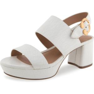 imageAerosoles Womens Camera Platform Heeled SandalWhite Crackled Leather