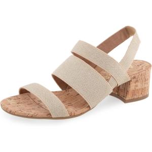imageAerosoles Womens Chara Heeled SandalGold Metallic Elastic FabricCork