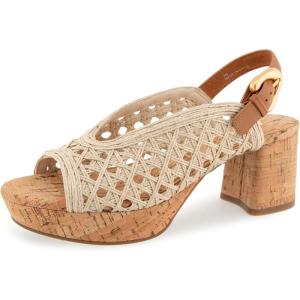 imageAerosoles Womens Cornelia Heeled SandalNaturalTan Embroidered Raffia