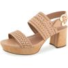 imageAerosoles Womens Cameraper Heeled SandalBeige Bisque Perf Faux Leather