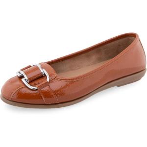 imageAerosoles Womens Bentley Ballet FlatTan Patent Crinkled Faux Leather