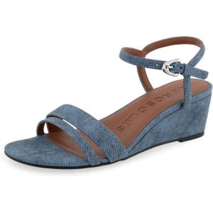 imageAerosoles Womens WITT Wedge SandalBlue Jean Denim Textured Faux Leather