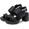 imageAerosoles Womens Camera Crystal Heeled SandalBlack Quilted Faux Leather With Crystals