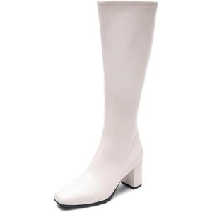 imageAerosoles Womens Micah Knee High BootEggnog Stretch Faux Leather