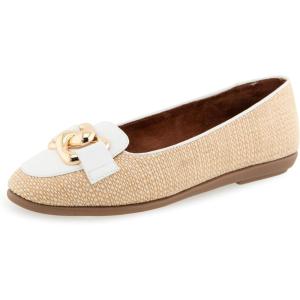 imageAerosoles Womens Bell Ballet FlatNaturalWhite Raffia